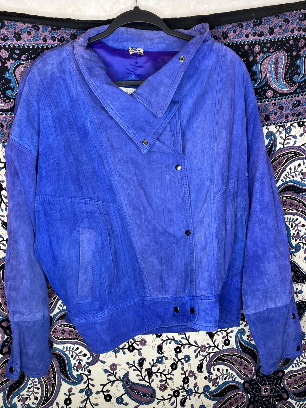 Winlit VTG 80s Electric Blue suede coat L